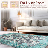 Ultra Soft Area Rug, Non Slip, Stain Resistant, Washable Area Rugs for Living Room, Bedroom, Chic Modern Floral Geometry(Blue)