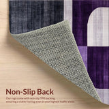 Ultra Soft Area Rug, Non Slip, Stain Resistant, Washable Area Rugs for Living Room, Bedroom, Elegant Geometric Grey and White(Purple)