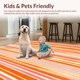 Ultra Soft Area Rug, Non Slip, Stain Resistant, Washable Area Rugs for Living Room, Bedroom, Sunset Stripe Design(Orange)
