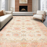 Ultra Soft Area Rug, Non Slip, Stain Resistant, Washable Area Rugs for Living Room, Bedroom, Desert Rose Faded Floral Geometric Southwest Inspired(Beige)