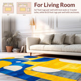 Ultra Soft Area Rug, Non Slip, Stain Resistant, Washable Area Rugs for Living Room, Bedroom, Stylish Geometric Linear Arrangement(Yellow)