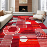 Ultra Soft Area Rug, Non Slip, Stain Resistant, Washable Area Rugs for Living Room, Bedroom, Contemporary Colorful Symmetrical Motif(Red)
