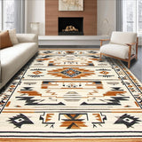 Ultra Soft Area Rug, Non Slip, Stain Resistant, Washable Area Rugs for Living Room, Bedroom, Chic Rustic Geometric Arrangement(Brown)