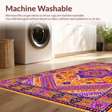 Ultra Soft Area Rug, Non Slip, Stain Resistant, Washable Area Rugs for Living Room, Bedroom, Exotic Tiled Color Splash(Orange)
