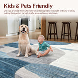 Ultra Soft Area Rug, Non Slip, Stain Resistant, Washable Area Rugs for Living Room, Bedroom, Contemporary Area Rug Abstract Blue & Grey(Gray)