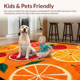 Ultra Soft Area Rug, Non Slip, Stain Resistant, Washable Area Rugs for Living Room, Bedroom, Bright Abstract Fruity Composition(Orange)