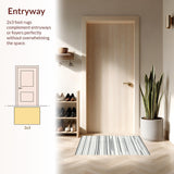 Ultra Soft Area Rug, Non Slip, Stain Resistant, Washable Area Rugs for Living Room, Bedroom, Heritage Stripe Entry Mat Timeless Parallel Lines Modern Graphic Rug(White)