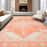 Ultra Soft Area Rug, Non Slip, Stain Resistant, Washable Area Rugs for Living Room, Bedroom, Refined Geometric Terracotta Palette(Orange)