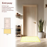 Ultra Soft Area Rug, Non Slip, Stain Resistant, Washable Area Rugs for Living Room, Bedroom, Bright Cheerful Daisy Composition(Yellow)