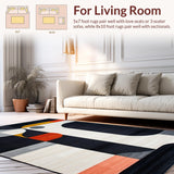 Ultra Soft Area Rug, Non Slip, Stain Resistant, Washable Area Rugs for Living Room, Bedroom, Artful Modern Distressed Texture(Black)