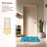 Ultra Soft Area Rug, Non Slip, Stain Resistant, Washable Area Rugs for Living Room, Bedroom, Vibrant Musical Harmony Theme(Blue)