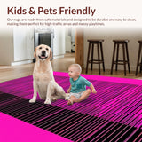 Ultra Soft Area Rug, Non Slip, Stain Resistant, Washable Area Rugs for Living Room, Bedroom, Lively Modern Striped Aesthetic(Pink)