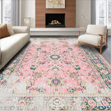 Ultra Soft Area Rug, Non Slip, Stain Resistant, Washable Area Rugs for Living Room, Bedroom, Chic Blush Floral Motif(Pink)
