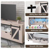 ODIKA White Wash Wooden Entertainment Center with Barn Doors
