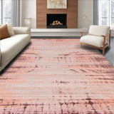 Ultra Soft Area Rug, Non Slip, Stain Resistant, Washable Area Rugs for Living Room, Bedroom, Stylish Soft-Coral Fluid Motif(Pink)