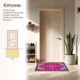 Ultra Soft Area Rug, Non Slip, Stain Resistant, Washable Area Rugs for Living Room, Bedroom, Funky Western Charm Rug(Pink)