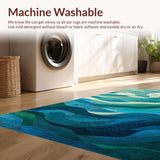 Ultra Soft Area Rug, Non Slip, Stain Resistant, Washable Area Rugs for Living Room, Bedroom, Ocean Wave Surfboard Rug Azure Waters & Coastal Charm Unique Carpet(Blue)