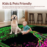 Ultra Soft Area Rug, Non Slip, Stain Resistant, Washable Area Rugs for Living Room, Bedroom, Psychedelic Nature-Inspired Fusion(Green)