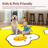 Ultra Soft Area Rug, Non Slip, Stain Resistant, Washable Area Rugs for Living Room, Bedroom, Energetic Colorful Nursery Style(Yellow)