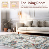 Ultra Soft Area Rug, Non Slip, Stain Resistant, Washable Area Rugs for Living Room, Bedroom, Rustic Neutral Tiled Pattern(Beige)
