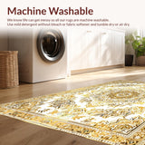 Ultra Soft Area Rug, Non Slip, Stain Resistant, Washable Area Rugs for Living Room, Bedroom, Bright Mandala Delight(White)