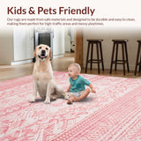 Ultra Soft Area Rug, Non Slip, Stain Resistant, Washable Area Rugs for Living Room, Bedroom, Rustic Textured Shag with Warm Hues(Red)