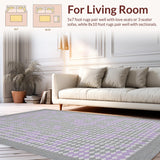 Ultra Soft Area Rug, Non Slip, Stain Resistant, Washable Area Rugs for Living Room, Bedroom, Subtle Modern Tiled Aesthetic(Gray)