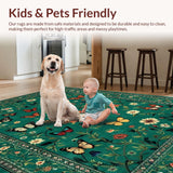 Ultra Soft Area Rug, Non Slip, Stain Resistant, Washable Area Rugs for Living Room, Bedroom, Elegant Distinctive Insect Pattern(Green)