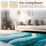 Chic Aqua Hued Textural Waves(Blue)