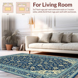 Ultra Soft Area Rug, Non Slip, Stain Resistant, Washable Area Rugs for Living Room, Bedroom, Tone on Tone Dining Room Stain-Resistant Carpet(Blue)