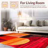 Ultra Soft Area Rug, Non Slip, Stain Resistant, Washable Area Rugs for Living Room, Bedroom, Dynamic Abstract Shape Fusion(Red)