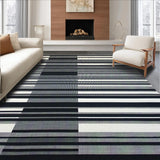 Ultra Soft Area Rug, Non Slip, Stain Resistant, Washable Area Rugs for Living Room, Bedroom, Timeless Monochrome Striped Aesthetic(Black)