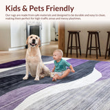 Ultra Soft Area Rug, Non Slip, Stain Resistant, Washable Area Rugs for Living Room, Bedroom, Elegant Tiled Grey Purple Harmony(Purple)