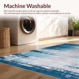 Ultra Soft Area Rug, Non Slip, Stain Resistant, Washable Area Rugs for Living Room, Bedroom, Rustic Neutral Watercolor Impression(Blue)