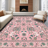 Ultra Soft Area Rug, Non Slip, Stain Resistant, Washable Area Rugs for Living Room, Bedroom, Whimsical Floral Boho Elegance(Pink)
