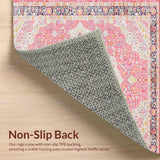 Ultra Soft Area Rug, Non Slip, Stain Resistant, Washable Area Rugs for Living Room, Bedroom, Artistic Dusty Pink Geometric Style(Pink)