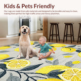 Ultra Soft Area Rug, Non Slip, Stain Resistant, Washable Area Rugs for Living Room, Bedroom, Stylish Wreath Theme for Interiors(Yellow)