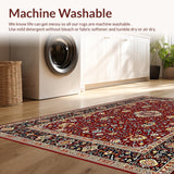 Ultra Soft Area Rug, Non Slip, Stain Resistant, Washable Area Rugs for Living Room, Bedroom, Transitional Warm Palette Leaf Design(Red)
