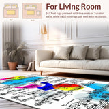 Ultra Soft Area Rug, Non Slip, Stain Resistant, Washable Area Rugs for Living Room, Bedroom, Contemporary Colorful Graffiti Motif(Blue)