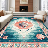Ultra Soft Area Rug, Non Slip, Stain Resistant, Washable Area Rugs for Living Room, Bedroom, Teal Toned Beachy Charm(Blue)