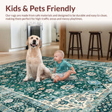 Ultra Soft Area Rug, Non Slip, Stain Resistant, Washable Area Rugs for Living Room, Bedroom, Rustic Green Blue Patterned Textile(Blue)
