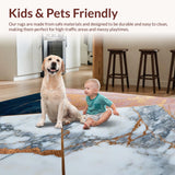 Ultra Soft Area Rug, Non Slip, Stain Resistant, Washable Area Rugs for Living Room, Bedroom, Rose Gold Textured Kitchen Mat for Farmhouse Decor(White)