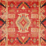 Ultra Soft Area Rug, Non Slip, Stain Resistant, Washable Area Rugs for Living Room, Bedroom, Modern Crimson Ethnic Geometry(Red)