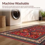 Ultra Soft Area Rug, Non Slip, Stain Resistant, Washable Area Rugs for Living Room, Bedroom, Dynamic Colorful Woven Ensemble(Red)