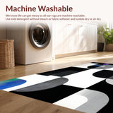 Ultra Soft Area Rug, Non Slip, Stain Resistant, Washable Area Rugs for Living Room, Bedroom, Sleek Monochrome Abstract Motif(Black)