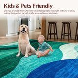 Ultra Soft Area Rug, Non Slip, Stain Resistant, Washable Area Rugs for Living Room, Bedroom, Elegant Turquoise and Green Fusion(Blue)