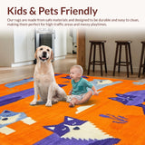 Ultra Soft Area Rug, Non Slip, Stain Resistant, Washable Area Rugs for Living Room, Bedroom, Colorful Cartoonish Wilderness Scene(Orange)