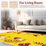 Ultra Soft Area Rug, Non Slip, Stain Resistant, Washable Area Rugs for Living Room, Bedroom, Vibrant Quirky Nature Motif(Yellow)