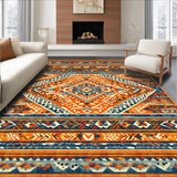 Ultra Soft Area Rug, Non Slip, Stain Resistant, Washable Area Rugs for Living Room, Bedroom, Eclectic Colorful Geometric Motif(Orange)
