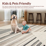 Ultra Soft Area Rug, Non Slip, Stain Resistant, Washable Area Rugs for Living Room, Bedroom, Rustic Striped Earth Tone Elegance(Beige)